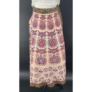 Soft Surrounding women's maxi wrap skirt paisley Sz Petite Med Boho 100% cotton